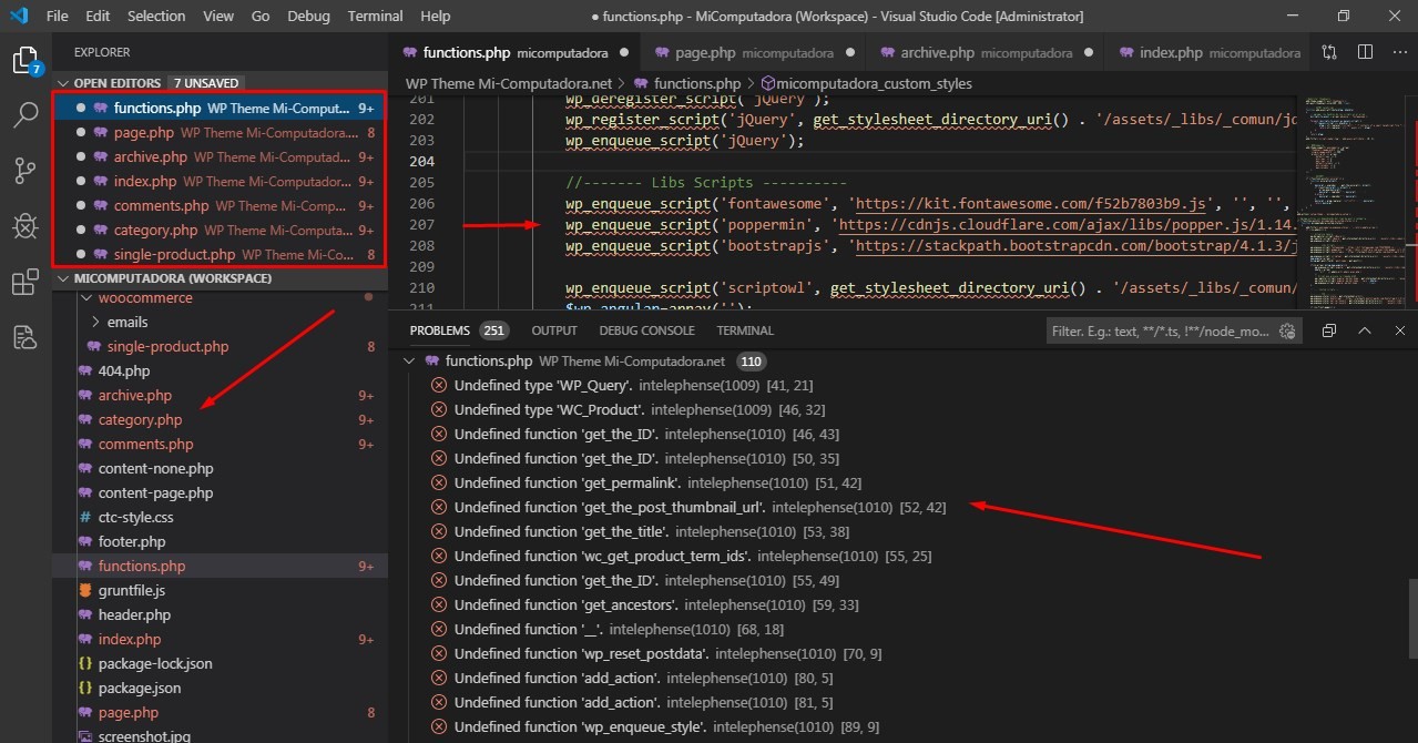 PHP Intelephense: Errores con WordPress y Woocommerce