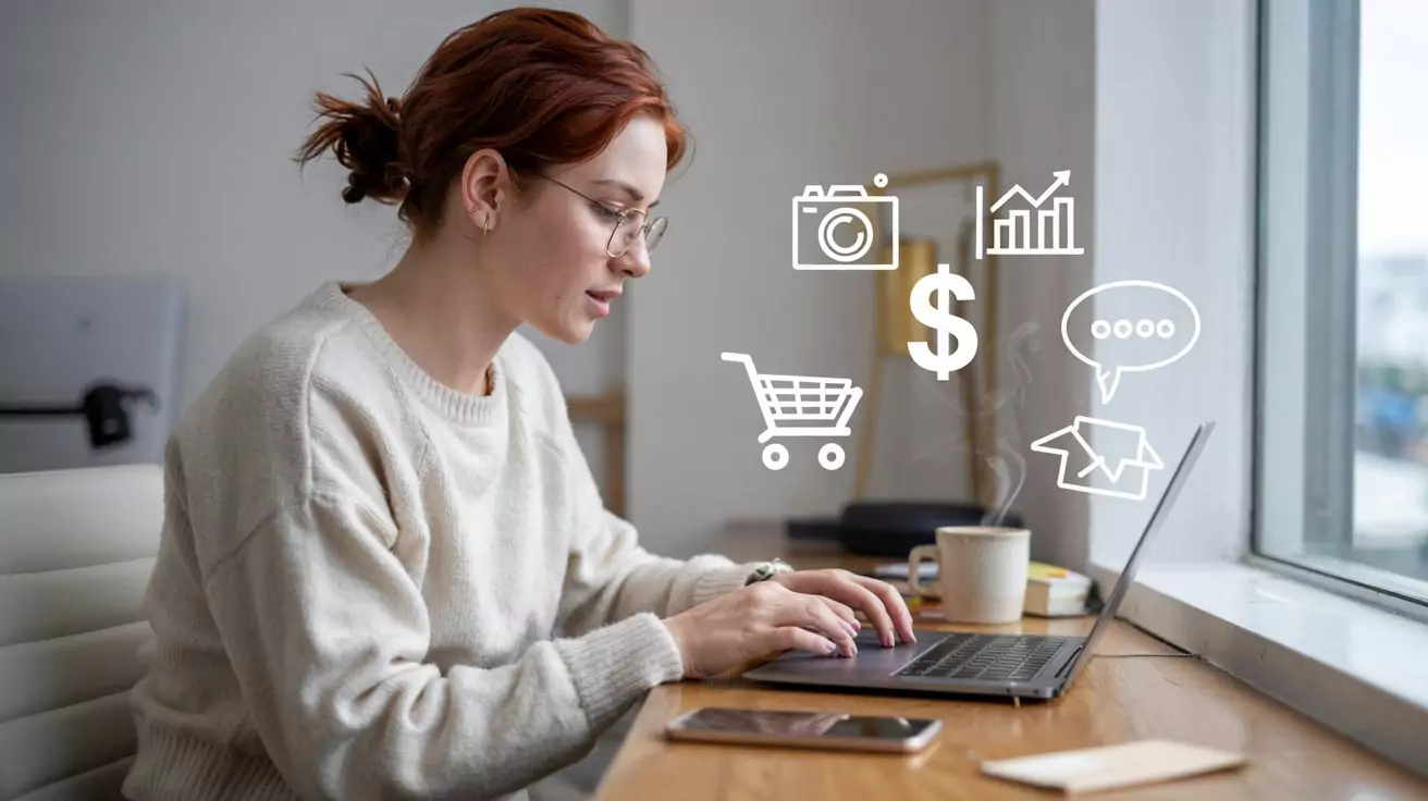 Persona trabajando en su laptop para ganar dinero en Internet